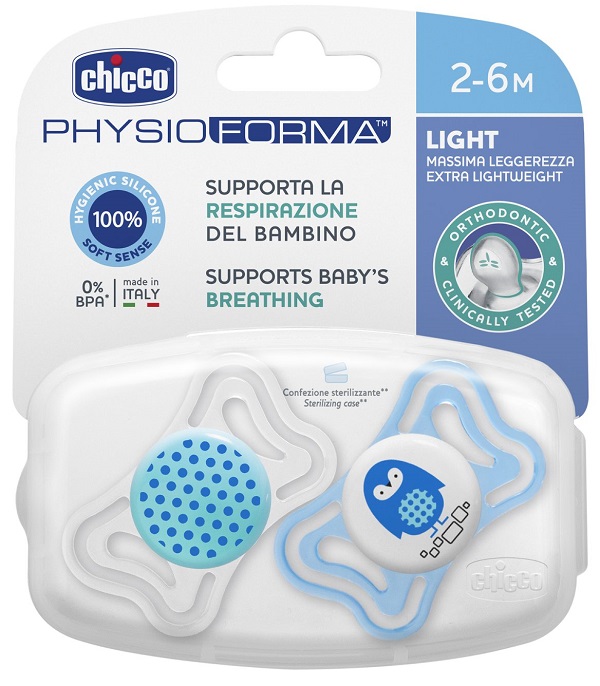 CHICCO SUCCHIETTO LIGHT BOY SILICONE 2-6 MESI 2 PEZZI - Pharmaleader