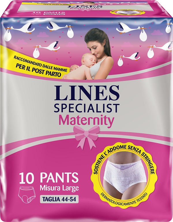 LINES SPECIALIST MATERNITY MUTANDINA ASSORBENTE PER PERDITE POST PARTO MISURA LARGE 10 PEZZI - Pharmaleader