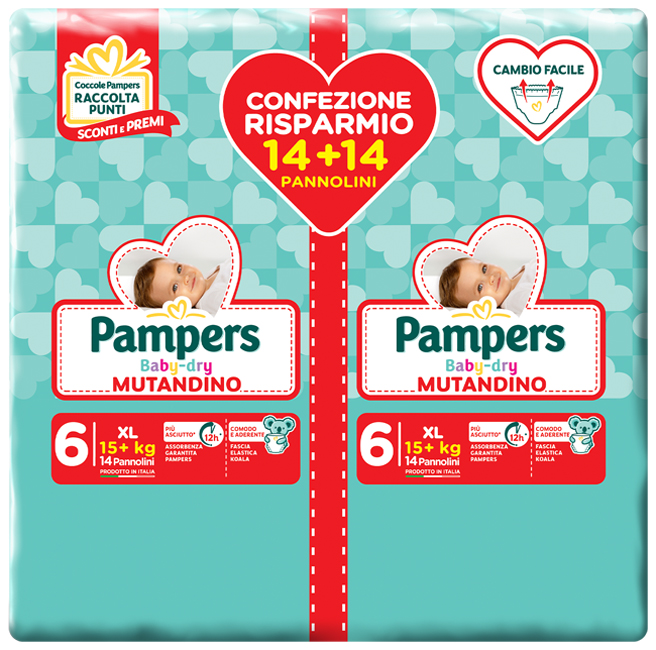 PAMPERS BABY DRY PANNOLINO A MUTANDINA DUO DOWNCOUNT XL 28 PEZZI - Pharmaleader