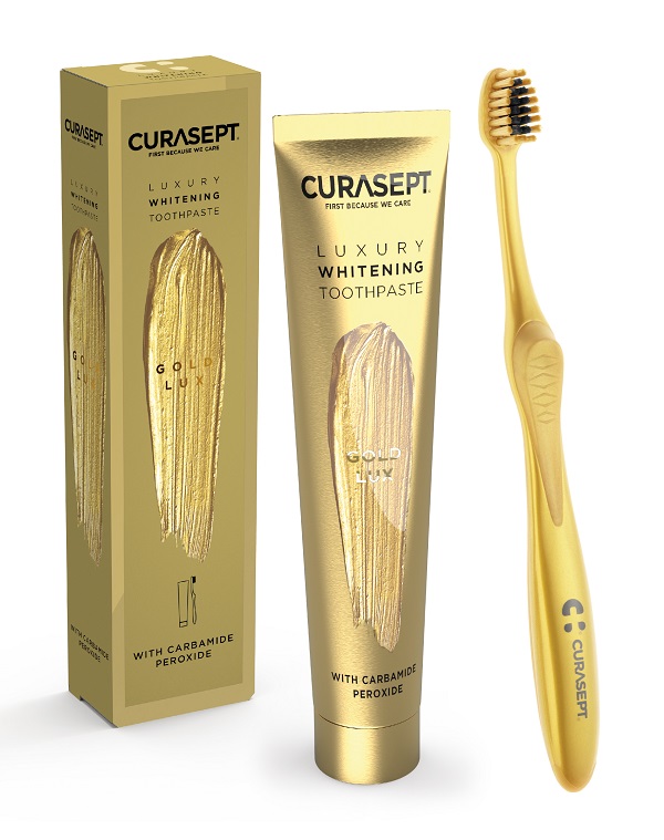 CURASEPT GOLD LUXURY WHITENING DENTIFRICIO 75 ML + SPAZZOLINO - Pharmaleader