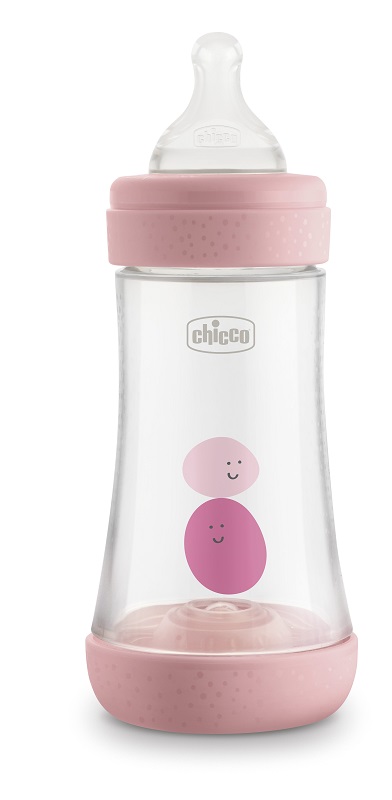 CHICCO BIBERON PERFECT 5 GIRL 240 ML IN SILICONE 2 FORI - Pharmaleader