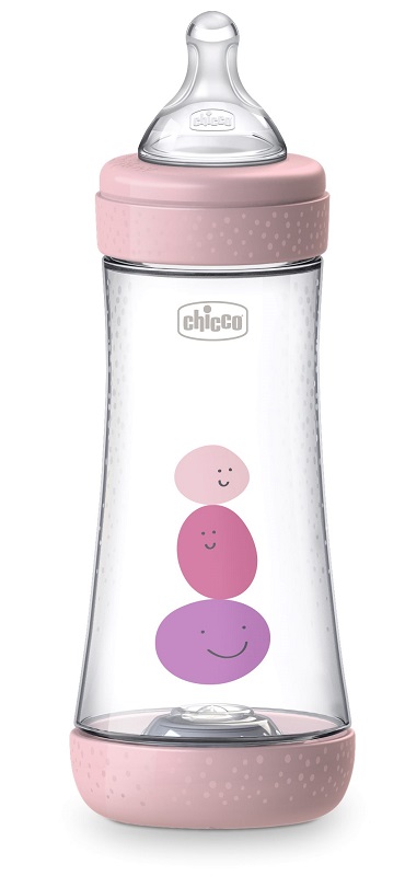 CHICCO BIBERON PERFECT 5 GIRL 300 ML IN SILICONE 3 FORI - Pharmaleader