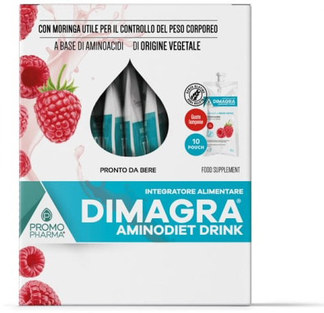 DIMAGRA AMINODIET DRINK LAMPONE 10 POUCH DA 80 G - Pharmaleader