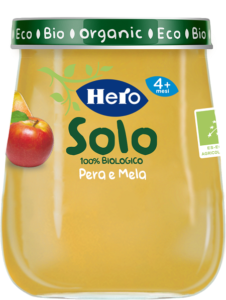 HERO SOLO OMOGENEIZZATO PERA MELA 100% BIO 120 G - Pharmaleader