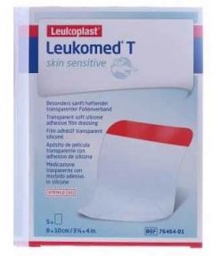 LEUKOMED T PLUS SKIN SENSITIVE MEDICAZIONE POST-OPERATORIA TRASPARENTE MPERMEABILE CON MASSA ADESIVA AL SILICONE 8X10CM 5 PEZZI - Pharmaleader