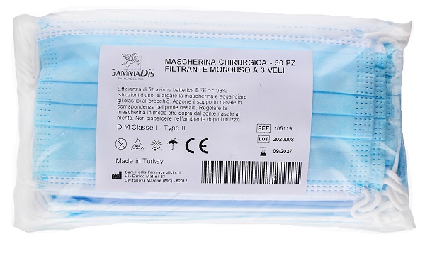 MASCHERINA CHIRURGICA 50 PEZZI GAMMADIS - Pharmaleader
