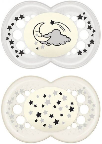 MAM SUCCHIETTO ORIGINAL NIGHT 6+ MESI SILICONE NEUTRO 2 PEZZI - Pharmaleader