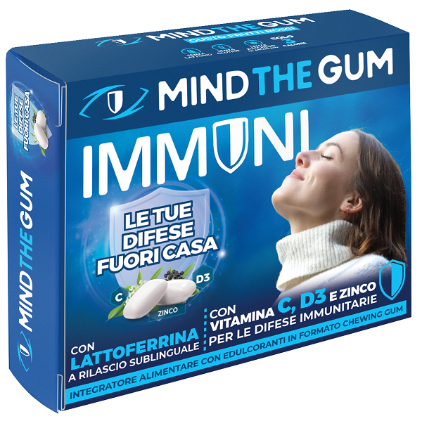 MIND THE GUM IMMUNI CON LATTOFERRINA 18 GOMME CONFETTATE SENZA ZUCCHERO - Pharmaleader