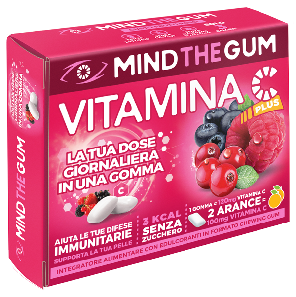 MIND THE GUM VITAMINA C FRUTTI ROSSI 18 GOMME CONFETTATE SENZA ZUCCHERO - Pharmaleader