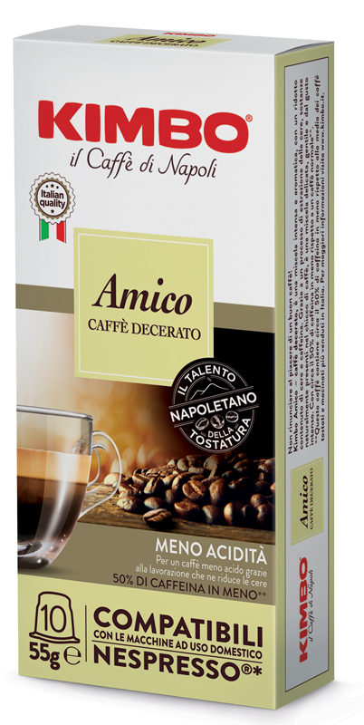 KIMBO AMICO CAFFE' TORREFATTO DECERATO E MACERATO 10 CAPSULE COMPATIBILI NESPRESSO 5,5 G - Pharmaleader