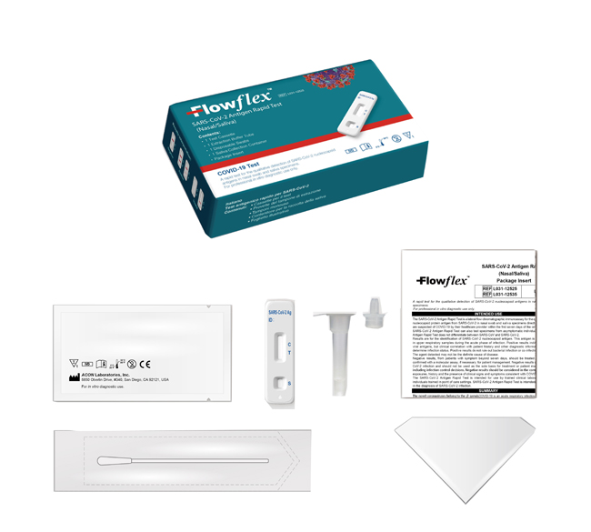 TEST ANTIGENICO RAPIDO COVID-19 FLOWFLEX DETERMINAZIONE QUALITATIVA ANTIGENI SARS-COV-2 IN TAMPONI NASALI/SALIVA MEDIANTE IMMUNOCROMATOGRAFIA USO PROFESSIONALE - Pharmaleader