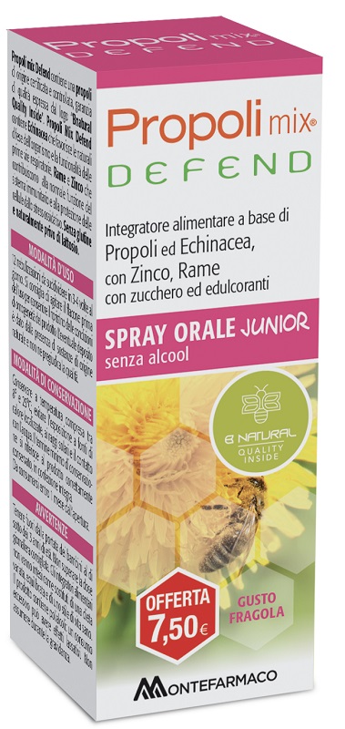 PROPOLI MIX DEFEND SPRAY ORALE JUNIOR ANALCOLICO 30 ML GUSTO FRAGOLA - Pharmaleader
