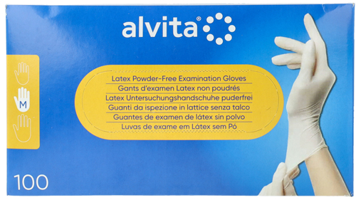 GUANTI DA ISPEZIONE ALVITA IN LATTICE SENZA TALCO M 100 PEZZI - Pharmaleader