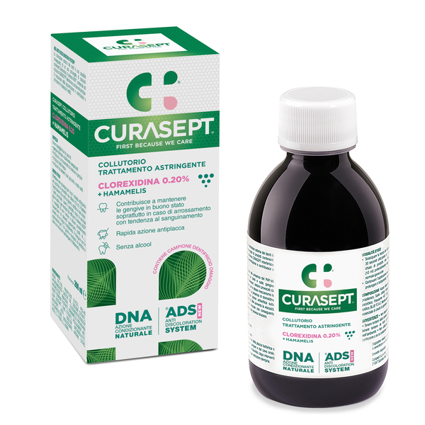 CURASEPT COLLUTORIO ADS DNA TRATTAMENTO ASTRINGENTE 200 ML + CAMPIONE OMAGGIO DENTIFRICIO ASTRINGENTE 6 ML - Pharmaleader