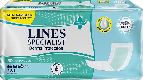 PANNOLONE PER INCONTINENZA LINES SPECIALIST DERMA RETTANGOLARE 30 PEZZI - Pharmaleader
