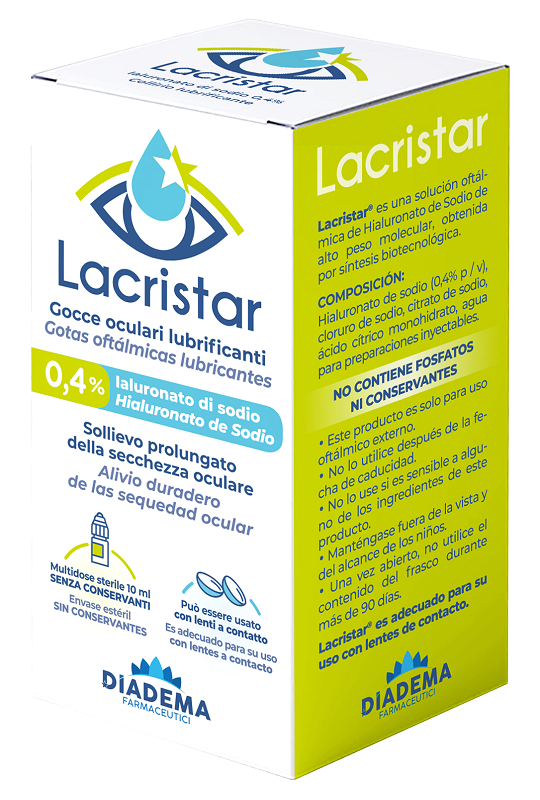 LACRISTAR GOCCE OCULARI LUBRIFICANTI 0,4% IALURONATO DI SODIO MULTIDOSE 10 ML - Pharmaleader