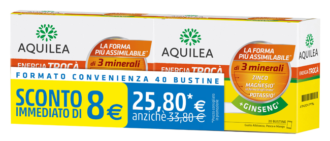 AQUILEA ENERGIA TROCA' + GINSENG BIPACK 40 BUSTINE - scad.03/2026 - Pharmaleader